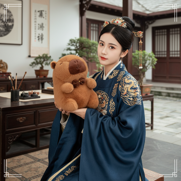 跨越千年的拥抱：当绒绒玩偶遇见古典佳人